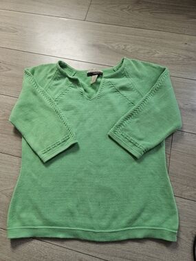 Parkhurst Weekend Apple Green 100% Cotton Knit Sweater Size S - Made in Canada
